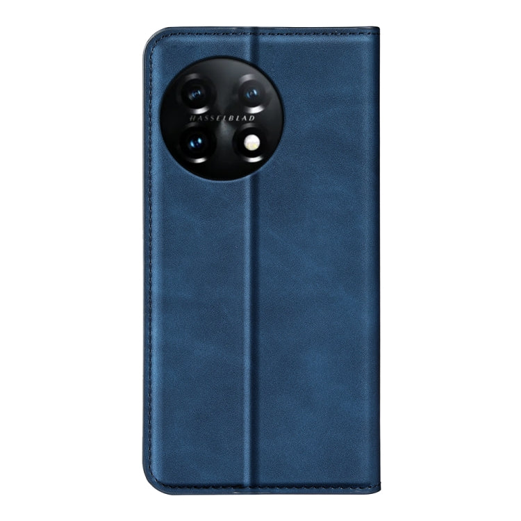 For OnePlus 11 Retro-skin Magnetic Suction Leather Phone Case(Dark Blue) by buy2fix