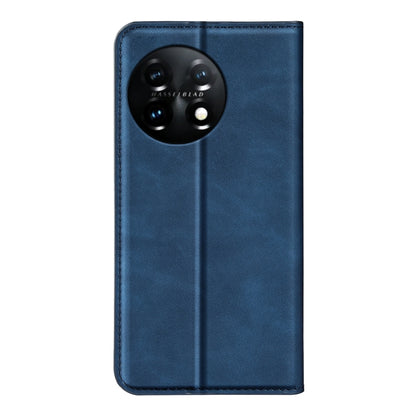 For OnePlus 11 Retro-skin Magnetic Suction Leather Phone Case(Dark Blue) by buy2fix