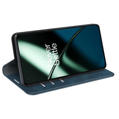For OnePlus 11 Retro-skin Magnetic Suction Leather Phone Case(Dark Blue) by buy2fix