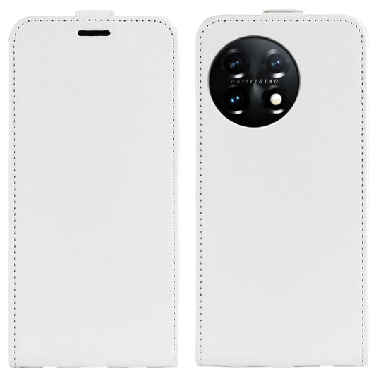For OnePlus 11 R64 Texture Vertical Flip Leather Phone Case(White) by buy2fix