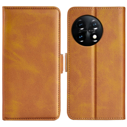 For OnePlus 11 Dual-side Magnetic Buckle Leather Phone Case(Yellow) by buy2fix