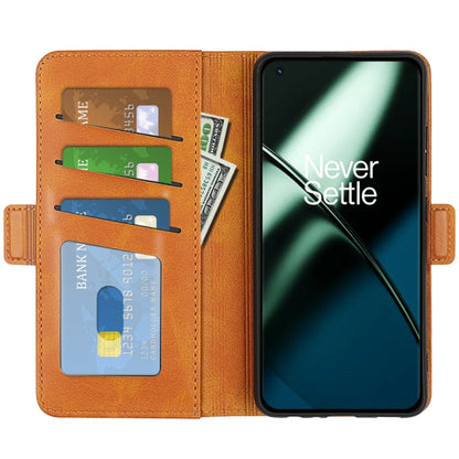 For OnePlus 11 Dual-side Magnetic Buckle Leather Phone Case(Yellow) by buy2fix