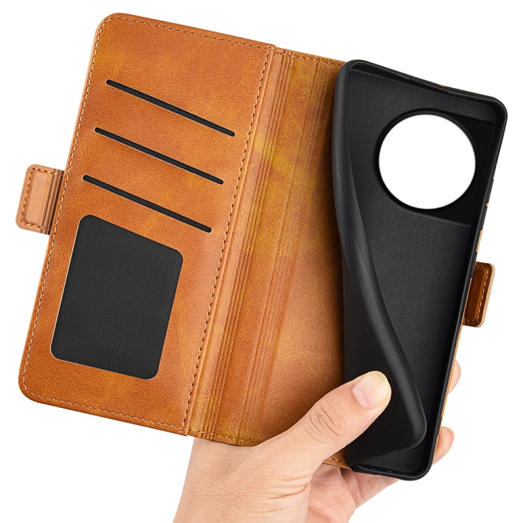 For OnePlus 11 Dual-side Magnetic Buckle Leather Phone Case(Yellow) by buy2fix