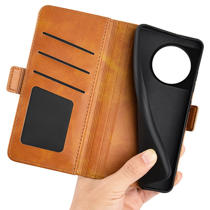 For OnePlus 11 Dual-side Magnetic Buckle Leather Phone Case(Yellow) by buy2fix
