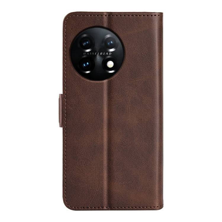 For OnePlus 11 Dual-side Magnetic Buckle Leather Phone Case(Brown) by buy2fix
