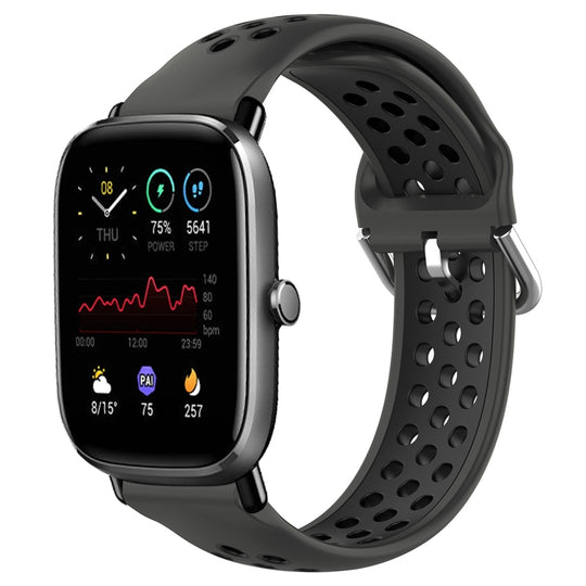 For Amazfit GTS 4 Mini 20mm Perforated Breathable Sports Silicone Watch Band(Black)
