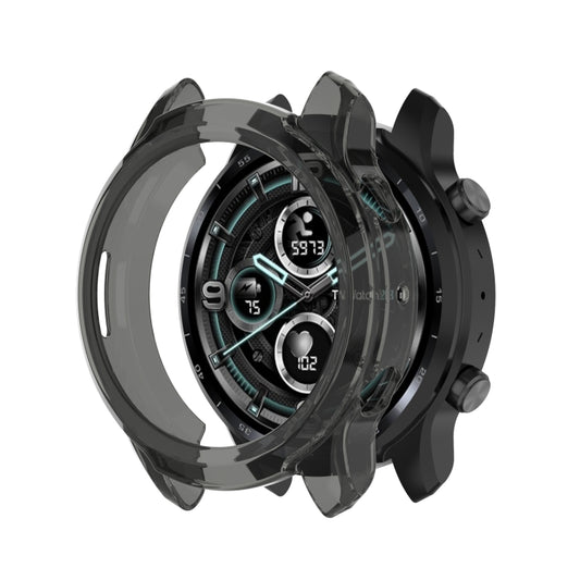 For Ticwatch Pro 3 Ultra GPS TPU Color Transparent Half Wrapped Protective Shell(Transparent Black) - Watch Case by buy2fix | Online Shopping UK | buy2fix