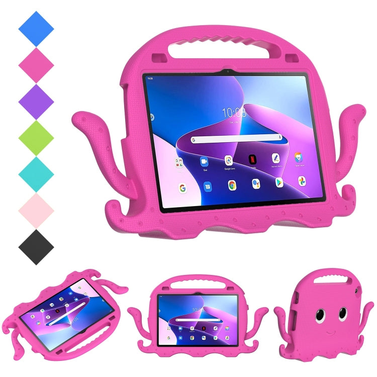 For Lenovo Tab M10 3rd Gen 10.1 TB-328 Octopus Style EVA Hybrid PC Shockproof Tablet Case with Strap(Rose Red) - Lenovo by buy2fix | Online Shopping UK | buy2fix
