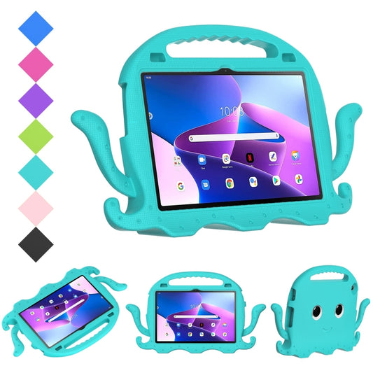 For Lenovo Tab M10 3rd Gen 10.1 TB-328 Octopus Style EVA Hybrid PC Shockproof Tablet Case with Strap(Glacial Green) - Lenovo by buy2fix | Online Shopping UK | buy2fix