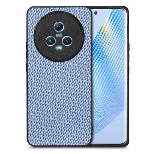 For Honor Magic5 Carbon Fiber Texture Leather Back Cover Phone Case(Blue)