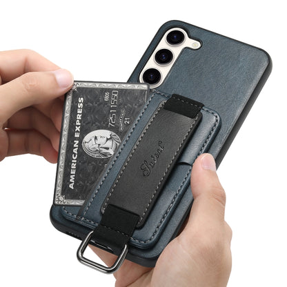 For Samsung Galaxy S23+ 5G Suteni H13 Card Wallet Wrist Strap Holder PU Phone Case(Blue) by Suteni