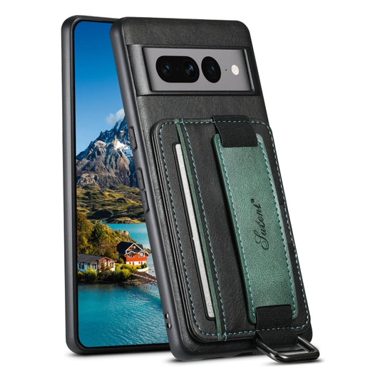 For Googel Pixel 7 Pro 5G Suteni H13 Card Wallet Wrist Strap Holder PU Phone Case(Black) - Google Cases by Suteni | Online Shopping UK | buy2fix