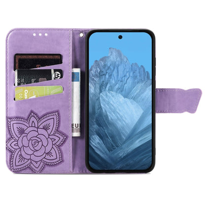 For Google Pixel 9 Butterfly Love Flower Embossed Leather Phone Case(Light Purple) - Google Cases by buy2fix | Online Shopping UK | buy2fix