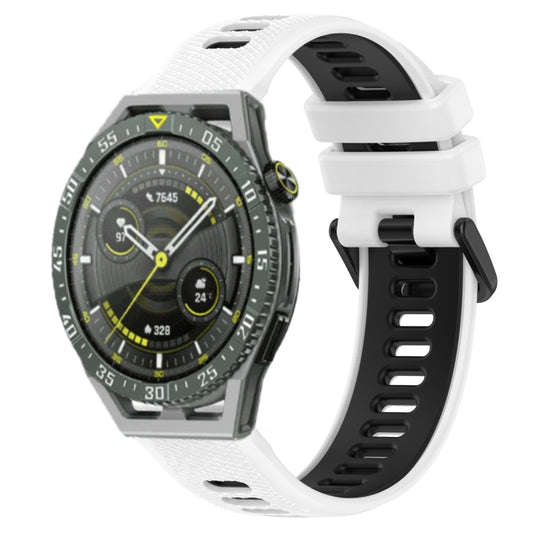 For Huawei Watch GT3 SE 22mm Sports Two-Color Silicone Watch Band(White+Black) by buy2fix