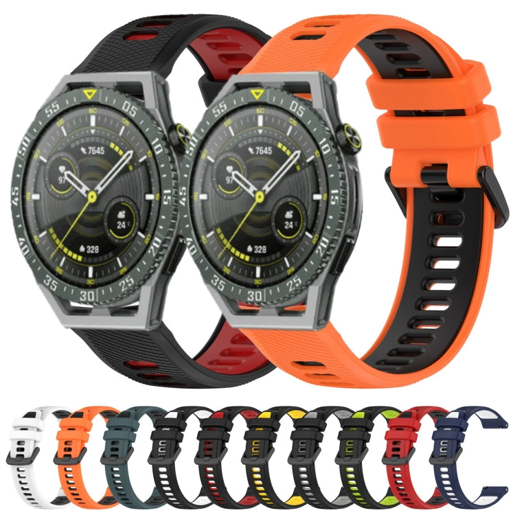 For Huawei Watch GT3 Pro 46mm 22mm Sports Two-Color Silicone Watch Band(Olive Green+Black) - Watch Bands by buy2fix | Online Shopping UK | buy2fix
