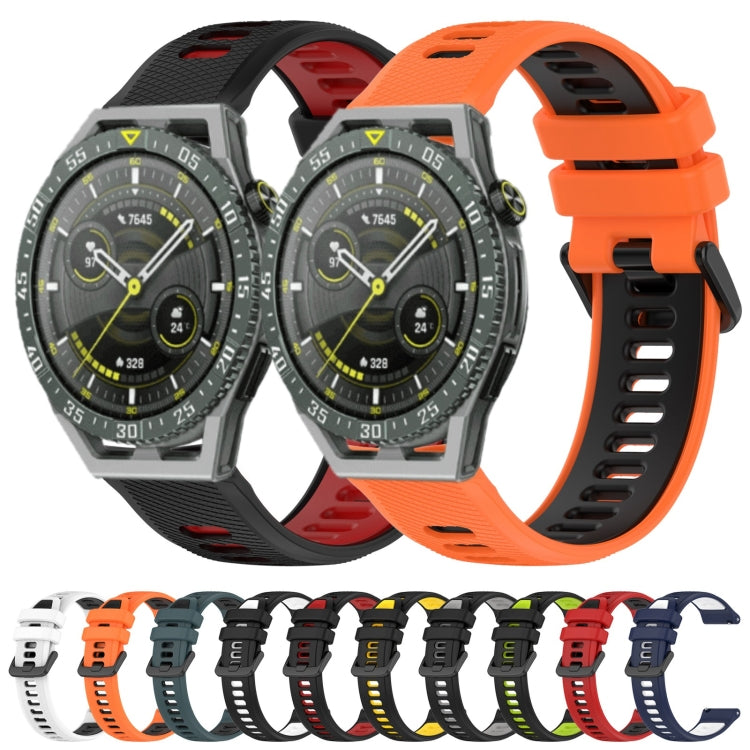 For Huawei Watch GT3 Pro 46mm 22mm Sports Two-Color Silicone Watch Band(Black+Grey) by buy2fix