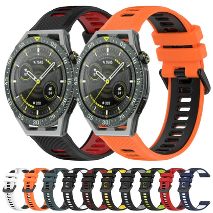 For Huawei Watch 3 22mm Sports Two-Color Silicone Watch Band(Black+Yellow) - Watch Bands by buy2fix | Online Shopping UK | buy2fix