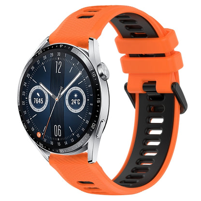 For Huawei Watch GT3 46mm 22mm Sports Two-Color Silicone Watch Band(Orange+Black) - Watch Bands by buy2fix | Online Shopping UK | buy2fix