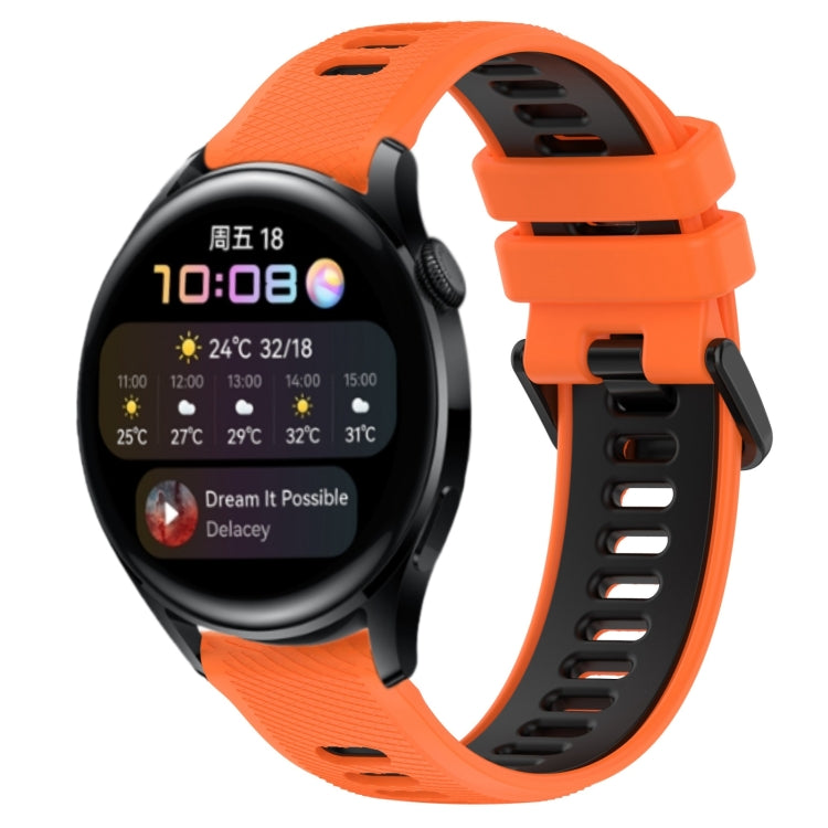 For Huawei Watch 3 22mm Sports Two-Color Silicone Watch Band(Orange+Black) by buy2fix