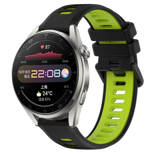 For Huawei Watch 3 Pro 22mm Sports Two-Color Silicone Watch Band(Black+Green) by buy2fix