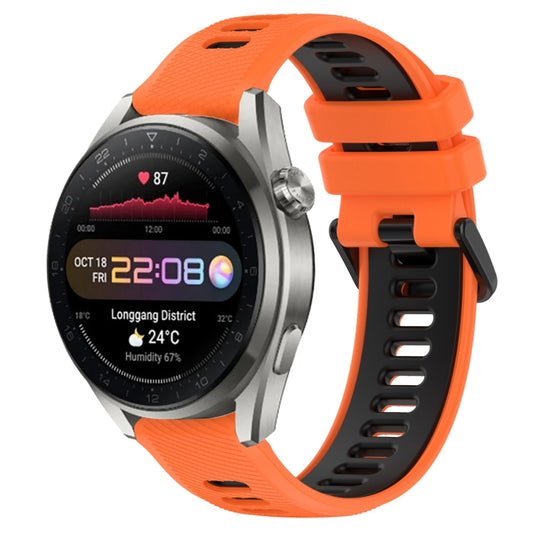 For Huawei Watch 3 Pro New 22mm Sports Two-Color Silicone Watch Band(Orange+Black) by buy2fix