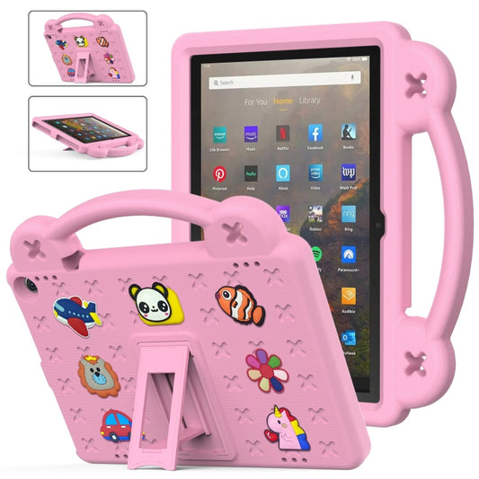 For Amazon Fire HD 10 2021 Handle Kickstand Children EVA Shockproof PC Tablet Case(Pink) - Amazon by buy2fix | Online Shopping UK | buy2fix
