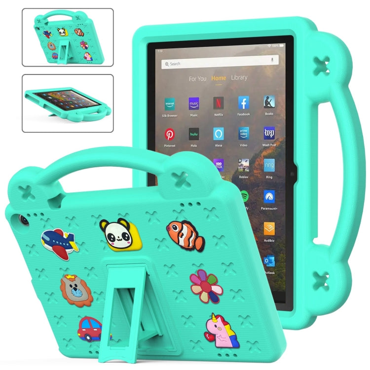 For Amazon Fire HD 10 2021 Handle Kickstand Children EVA Shockproof PC Tablet Case(Mint Green) - Amazon by buy2fix | Online Shopping UK | buy2fix