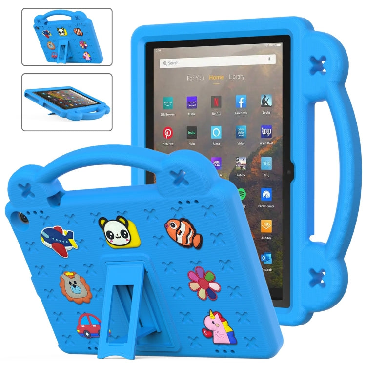 For Amazon Fire HD 10 2021 Handle Kickstand Children EVA Shockproof PC Tablet Case(Sky Blue) - Amazon by buy2fix | Online Shopping UK | buy2fix