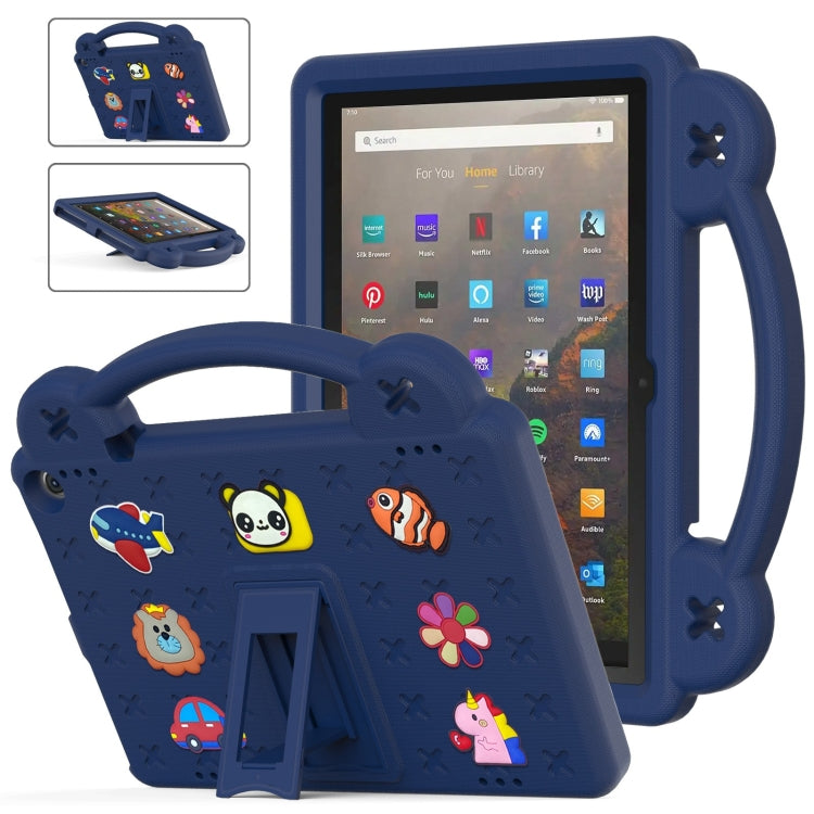 For Amazon Fire HD 10 2021 Handle Kickstand Children EVA Shockproof PC Tablet Case(Navy Blue) - Amazon by buy2fix | Online Shopping UK | buy2fix