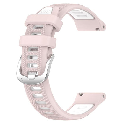 For Amazfit GTS 4 20mm Cross Texture Two Color Silicone Steel Buckle Watch Band(Pink+White) by buy2fix