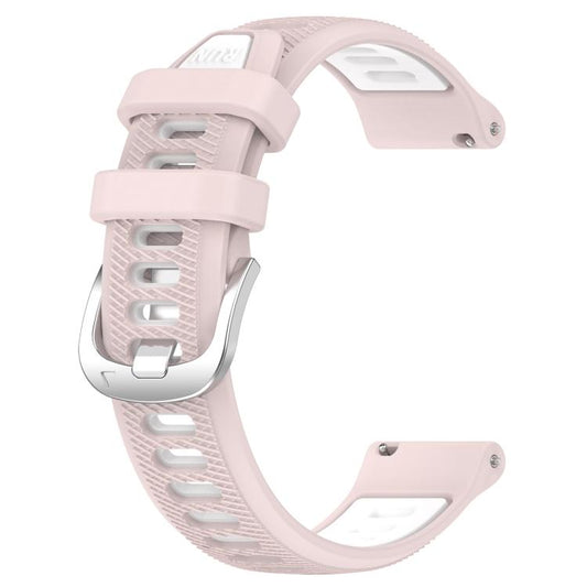 For Amazfit GTS 4 20mm Cross Texture Two Color Silicone Steel Buckle Watch Band(Pink+White) by buy2fix