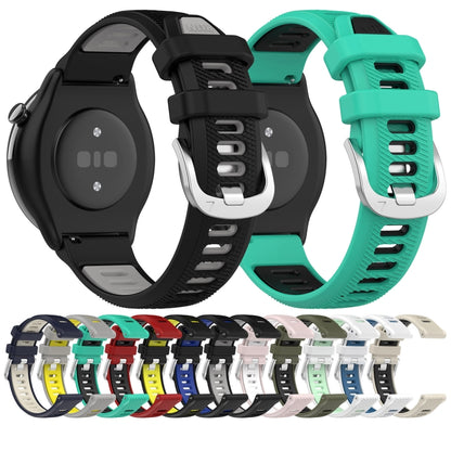 For Amazfit GTS 4 20mm Cross Texture Two Color Silicone Steel Buckle Watch Band(Lake Blue+Black) by buy2fix