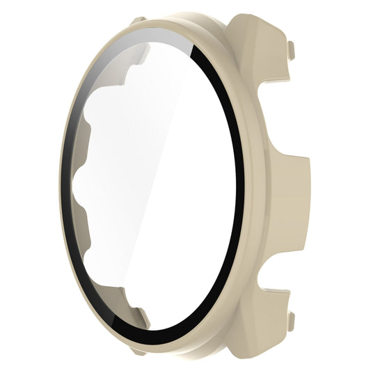 For Garmin Forerunner 965 PC + Toughened Film Integrated Watch Protective Case(Ivory) by buy2fix