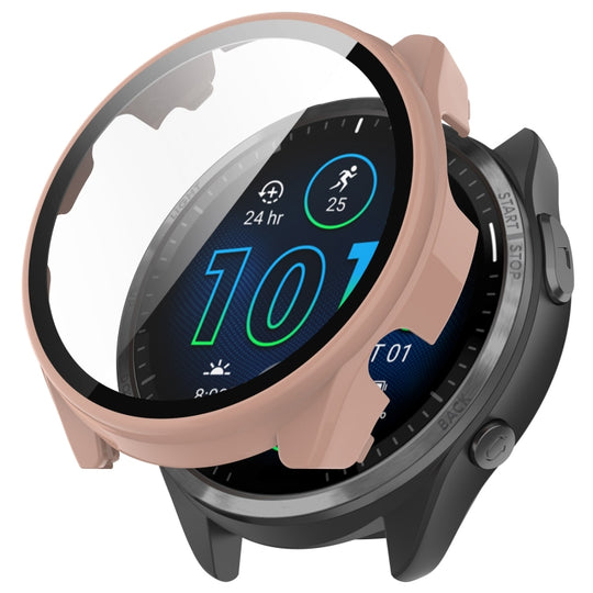 For Garmin Forerunner 965 PC + Toughened Film Integrated Watch Protective Case(Pink)