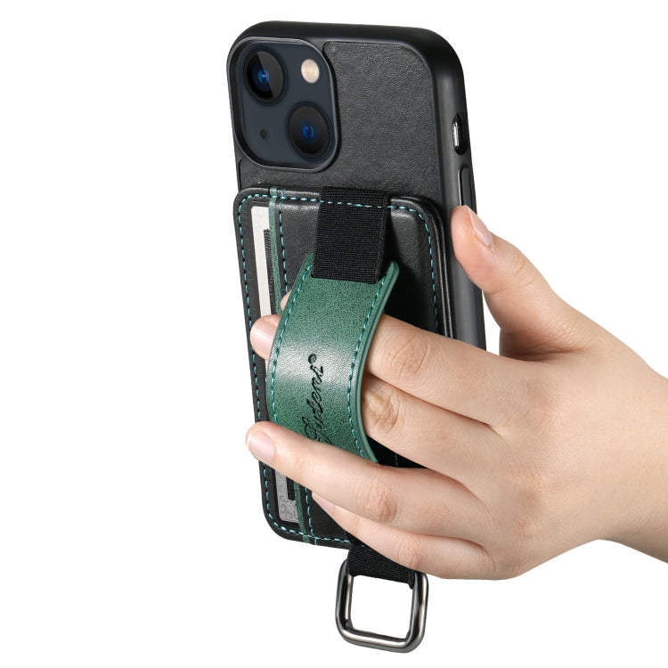 For iPhone 13 mini Suteni H13 Card Wallet Wrist Strap Holder PU Phone Case(Black) - iPhone 13 mini Cases by Suteni | Online Shopping UK | buy2fix