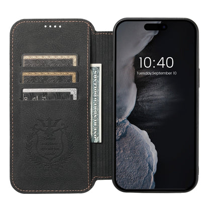 For iPhone 12 Pro Max Suteni J06 Retro Matte Litchi Texture Leather Magnetic Magsafe Phone Case(Black) - iPhone 12 Pro Max Cases by Suteni | Online Shopping UK | buy2fix