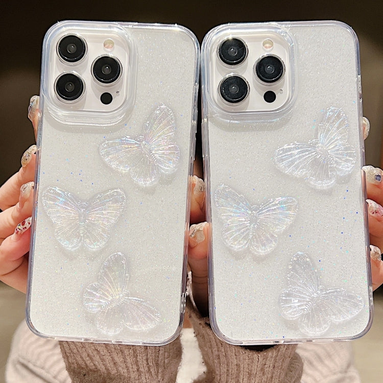 For iPhone 16 Pro Clear Crystal Butterflies TPU Phone Case(Transparent) - iPhone 16 Pro Cases by buy2fix | Online Shopping UK | buy2fix