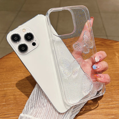 For iPhone 16 Pro Clear Crystal Butterflies TPU Phone Case(Transparent) - iPhone 16 Pro Cases by buy2fix | Online Shopping UK | buy2fix