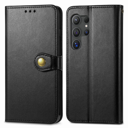 For Samsung Galaxy S25 Ultra 5G Retro Solid Color Buckle Leather Phone Case(Black) by buy2fix