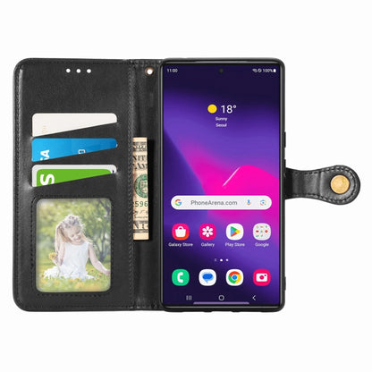 For Samsung Galaxy S25 Ultra 5G Retro Solid Color Buckle Leather Phone Case(Black) by buy2fix