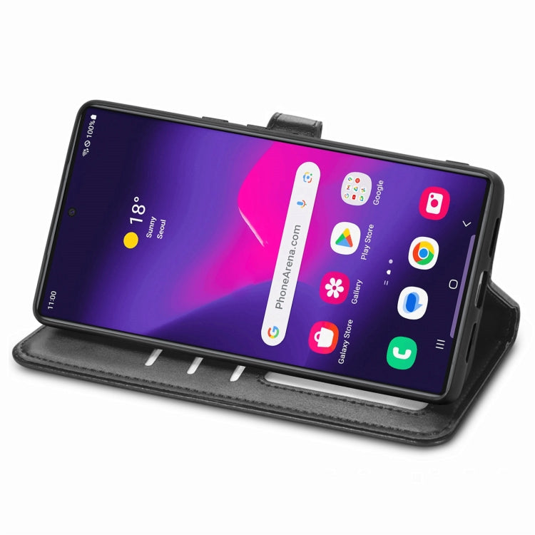 For Samsung Galaxy S25 Ultra 5G Retro Solid Color Buckle Leather Phone Case(Black) by buy2fix