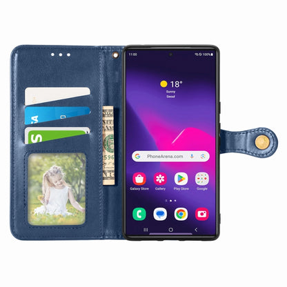 For Samsung Galaxy S25 Ultra 5G Retro Solid Color Buckle Leather Phone Case(Blue) - Galaxy S25 Ultra 5G Cases by buy2fix | Online Shopping UK | buy2fix