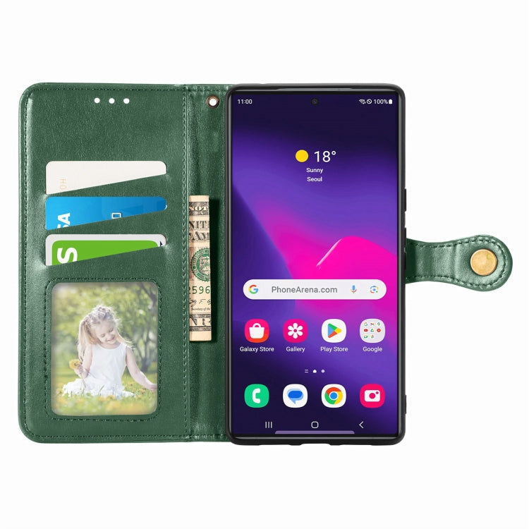 For Samsung Galaxy S25+ 5G Retro Solid Color Buckle Leather Phone Case(Green) - Galaxy S25+ 5G Cases by buy2fix | Online Shopping UK | buy2fix