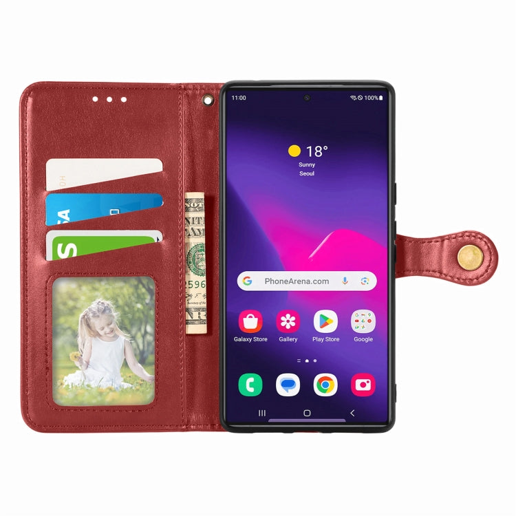 For Samsung Galaxy S25+ 5G Retro Solid Color Buckle Leather Phone Case(Red) - Galaxy S25+ 5G Cases by buy2fix | Online Shopping UK | buy2fix