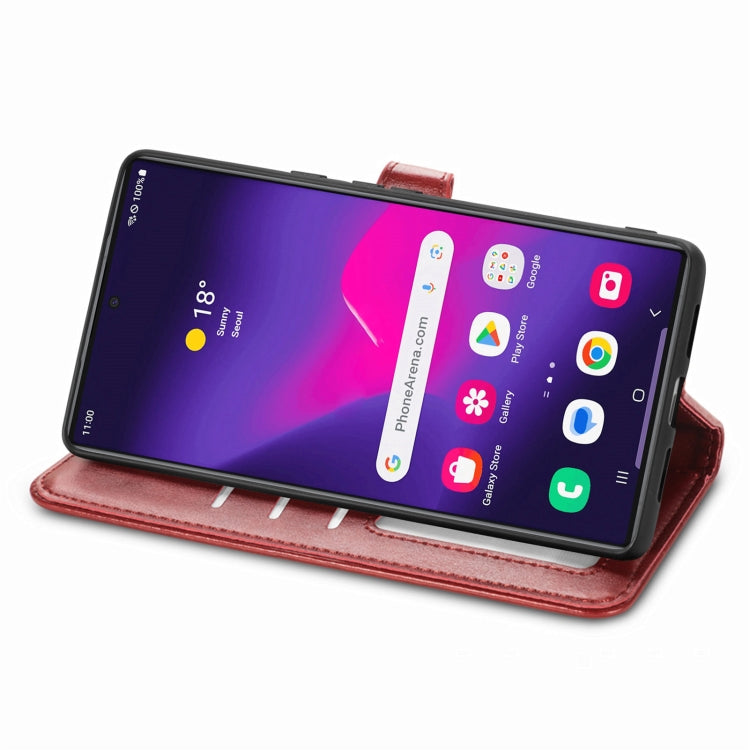 For Samsung Galaxy S25+ 5G Retro Solid Color Buckle Leather Phone Case(Red) - Galaxy S25+ 5G Cases by buy2fix | Online Shopping UK | buy2fix