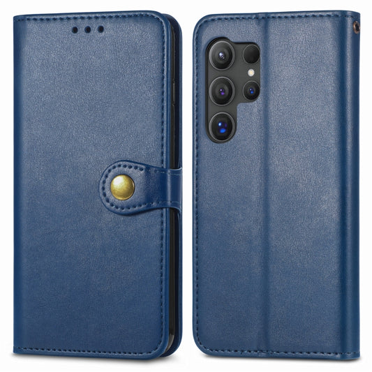 For Samsung Galaxy S25+ 5G Retro Solid Color Buckle Leather Phone Case(Blue) - Galaxy S25+ 5G Cases by buy2fix | Online Shopping UK | buy2fix