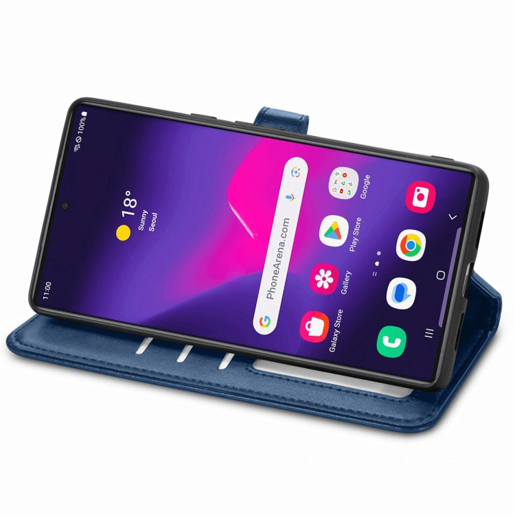 For Samsung Galaxy S25+ 5G Retro Solid Color Buckle Leather Phone Case(Blue) - Galaxy S25+ 5G Cases by buy2fix | Online Shopping UK | buy2fix