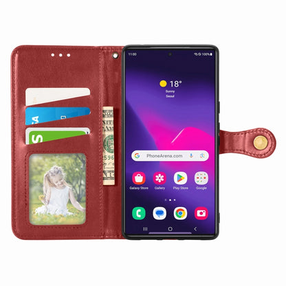 For Samsung Galaxy S25 5G Retro Solid Color Buckle Leather Phone Case(Red) - Galaxy S25 5G Cases by buy2fix | Online Shopping UK | buy2fix