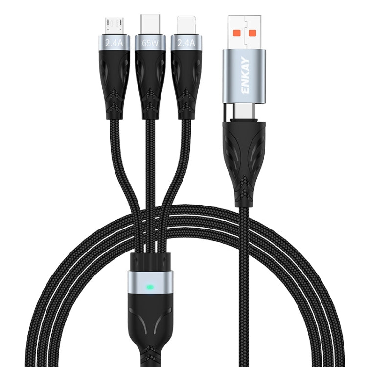 ENKAY ENK-CB135 5-in-1 65W USB-A & USB-C to 8 Pin / Type-C / Micro USB Multifunctional Charging Cable with Indicator Light, Cable Length:1.2m - Multifunction Cable by ENKAY | Online Shopping UK | buy2fix