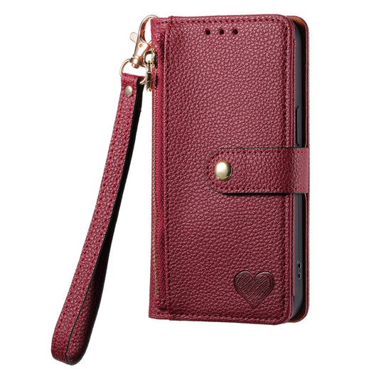 For iPhone 11 Love Zipper Lanyard Leather Phone Case(Red) by buy2fix